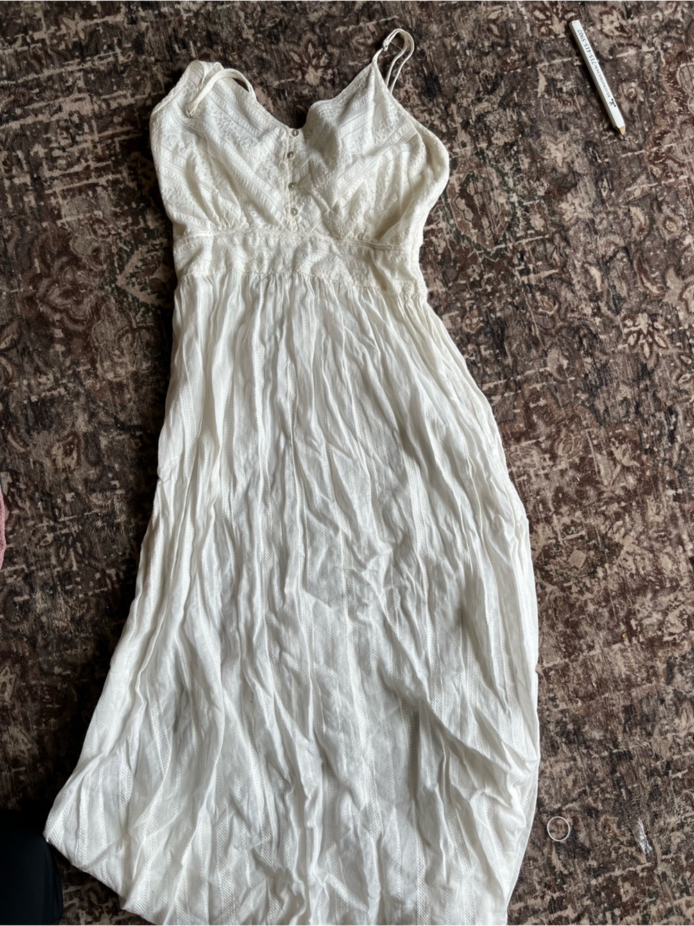 White Textured Strapless Dress